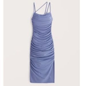 Abercrombie & Fitch Asymmetrical Strappy Ruched Midi Dress